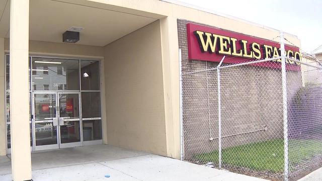 The exterior of a Wells Fargo in Newark. 