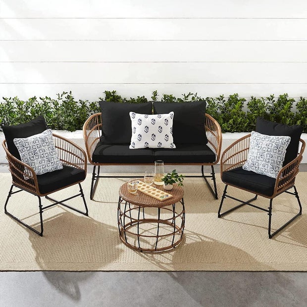 Best Choice Products 4-Piece Wicker Patio Conversation Set 