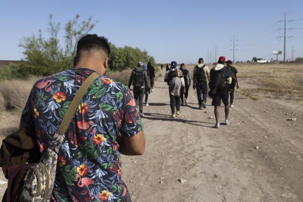 Hundreds of Venezuelan migrants try to cross the border by foot from Mexico to the U.S. on April 25, 2023, in Ciudad Juárez, Mexico.  