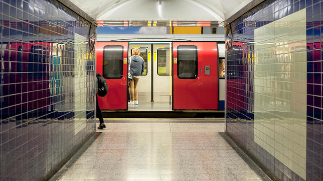 Tube Train at a Station, London 