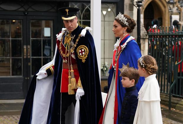 Prince William, Catherine and their children arrive for the coronation of King Charles III 
