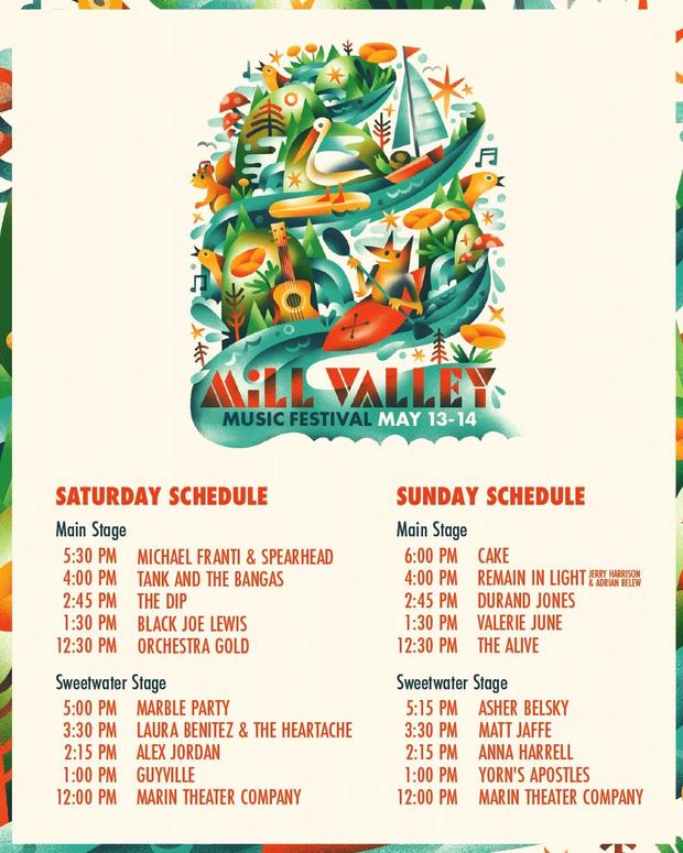 Mill Valley Music Festival 2023 performance schedule 