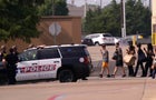 Police car - fast moving with bright flashing lights 