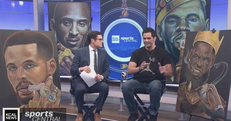 Artist Pako Pablos shows off NBA paintings - CBS Los Angeles