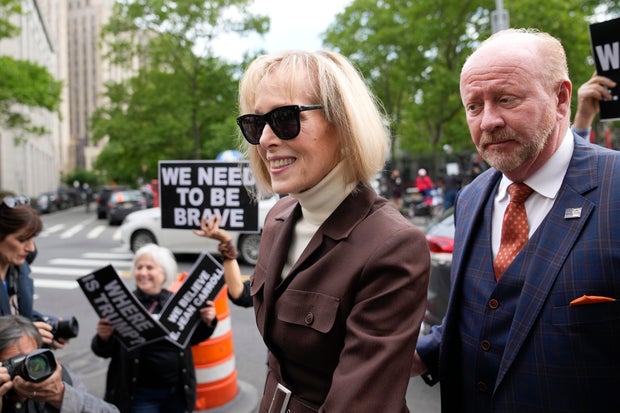 E. Jean Carroll arrives at Manhattan federal court on Tuesday, May 9, 2023, in New York.