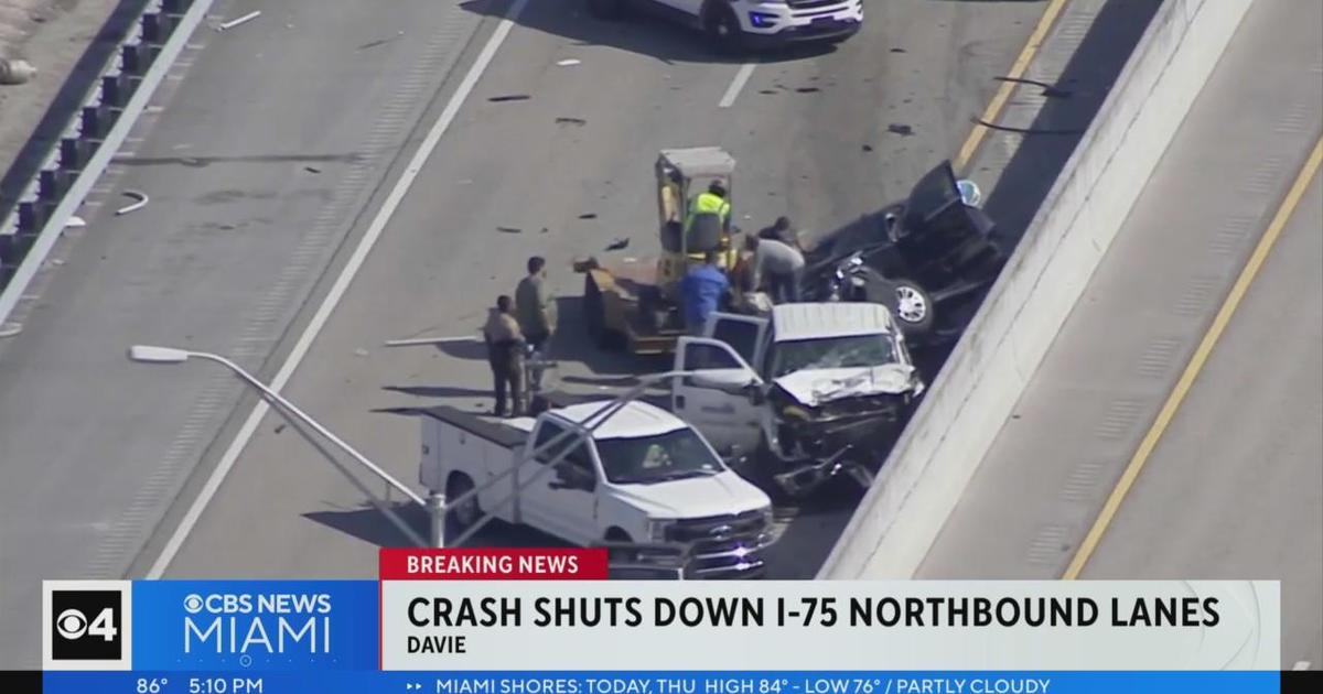 Crash Shuts Down I 75 Nb Lanes In Davie Cbs Miami 6660