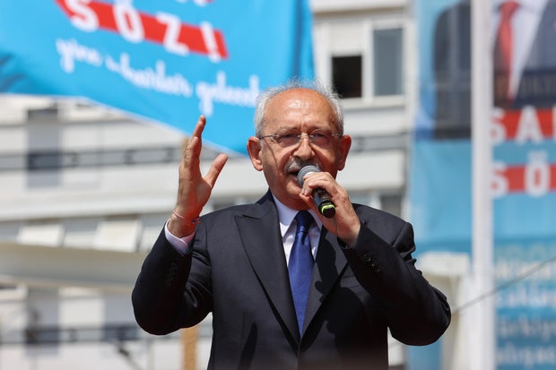 Turkish presidential candidate Kemal Kilicdaroglu speaks at a campaign rally 