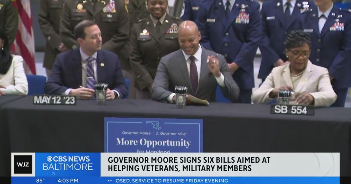 Maryland Gov. Wes Moore signs bills to help veterans - CBS Baltimore