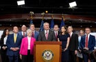Kentucky Rep. James Comer and additional House Republicans during a news conference 