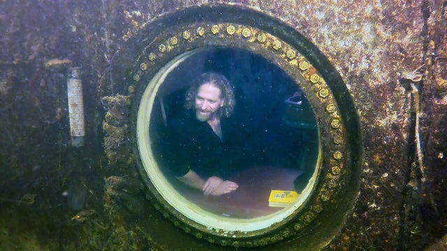 Diving explorer and medical researcher Joseph Dituri conducts a research and sets a record inside the Jules' Undersea Lodge, in a Key Largo lagoon, FL 
