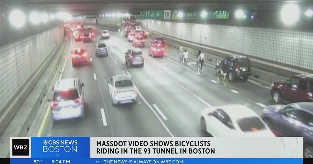 MassDOT video shows kids riding their bikes down I-93 - CBS Boston