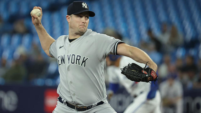 New York Yankees starting pitcher Gerrit Cole (45) as the Toronto Blue Jays play the New York Yankees at Rogers Centre in Toronto. May 17, 2023. 