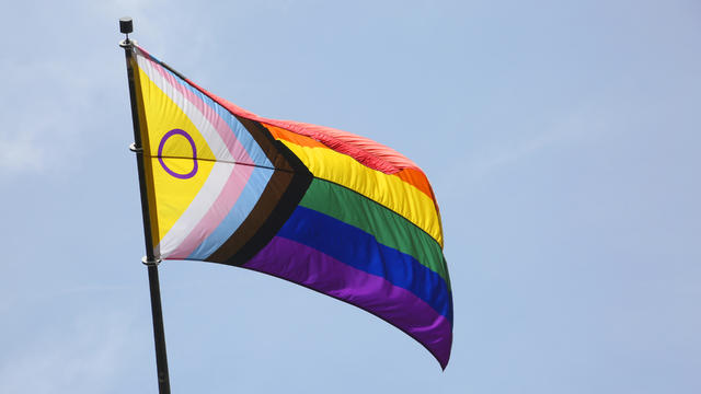 Pride flag seen on a building in Toronto, Ontario, Canada, on July 20, 2022. 