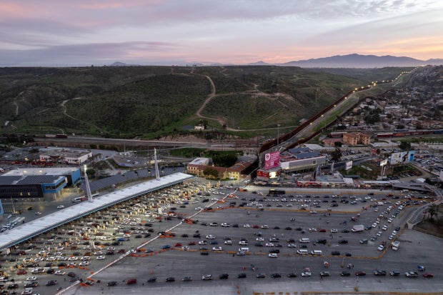 An aerial view of the San Ysidro port of entry on the U.S.-Mexico border as seen from Tijuana, Mexico on January 9, 2023.