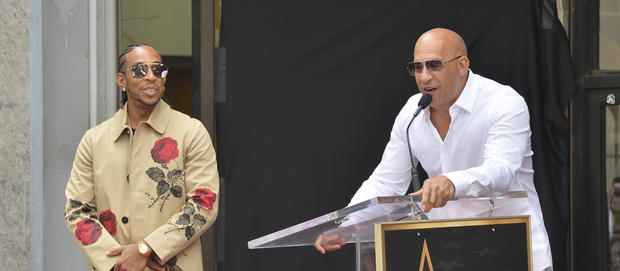 Ludacris and Vin Diesel are seen at the ceremony honoring Ludacris with a star on the Hollywood Walk of Fame 