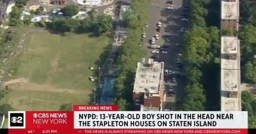 NYPD: 13-year-old boy shot in head on Staten Island - CBS New York