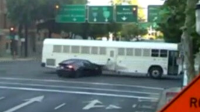 At least 13 injured in a crash involving a prisoner transport bus in downtown Sacramento 