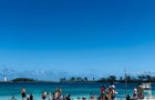 People enjoy Junkanoo beach in Nassau, Bahamas, on April 30, 2019. 