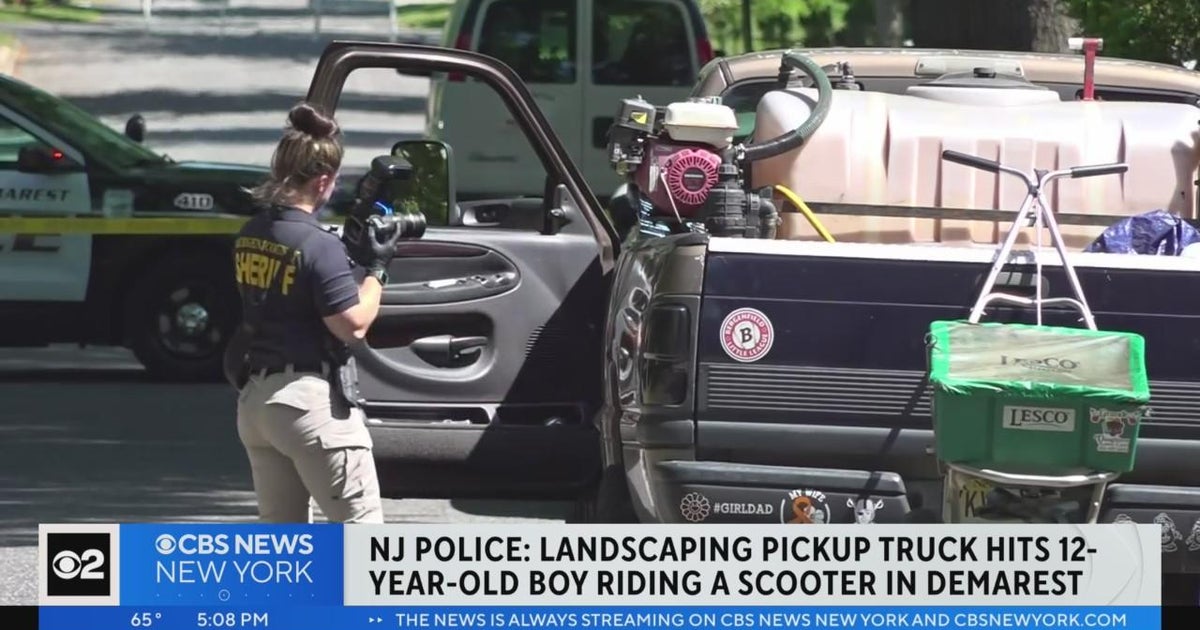 Landscaping truck hits boy on scooter in New Jersey - CBS New York