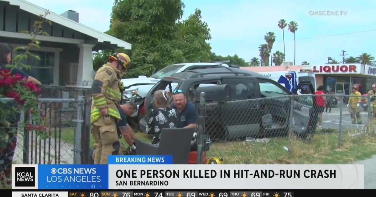 1 dead, 1 critical after grisly hit-and-run crash causes car to veer off road in San Bernardino