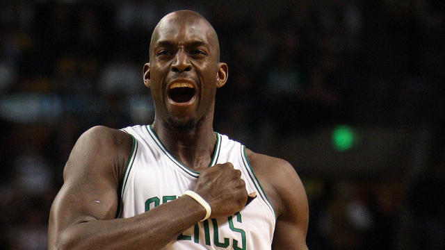 (3/12/08-Boston, MA) Boston Celtics Vs Seattle Supersonics at the TD Banknorth Garden. Celtics Kevin Garnett who received his 20,000 point reacts to the fans before the game Wednesday, March 12, 2008. (Staff Photo By Matt Stone- Friday) 