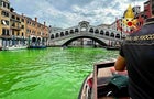 Grand Canal of Venice turns bright green 