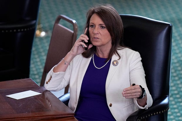 Texas state Sen. Angela Paxton, wife of impeached state Attorney General Ken Paxton, sits in the Senate Chamber at the Texas Capitol in Austin, Texas, on Monday, May 29, 2023.
