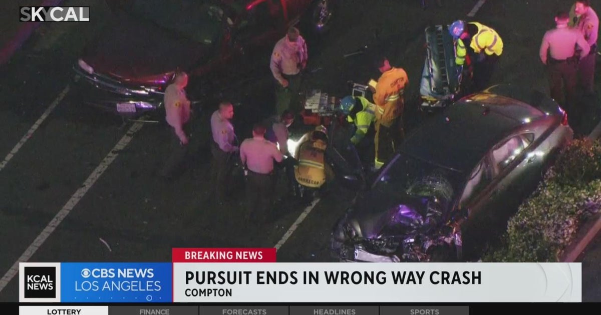 Pursuit ends in wrong way crash in Compton CBS Los Angeles