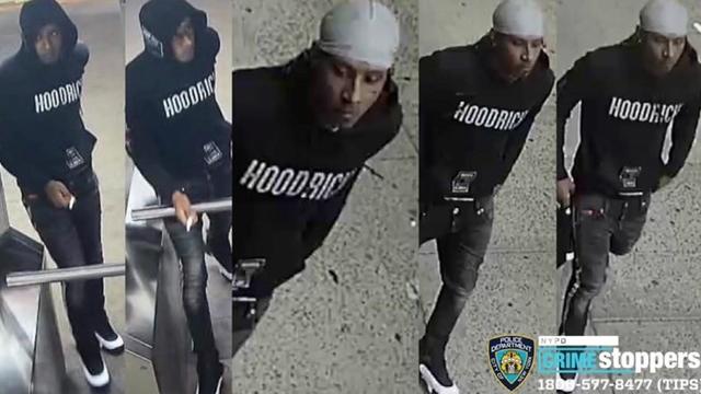 Surveillance photos of a man wanted in a subway slashing 