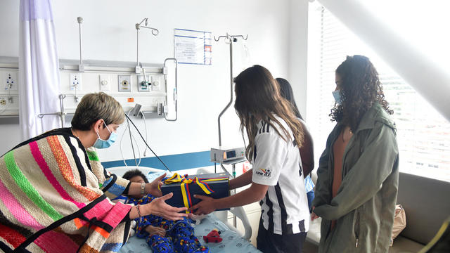 Colombia's President Gustavo Petro visits the central military hospital, in Bogota 