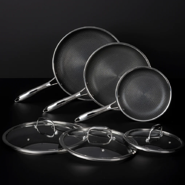 HexClad Set of Three Stainless Steel Mixing and Storage Bowls 