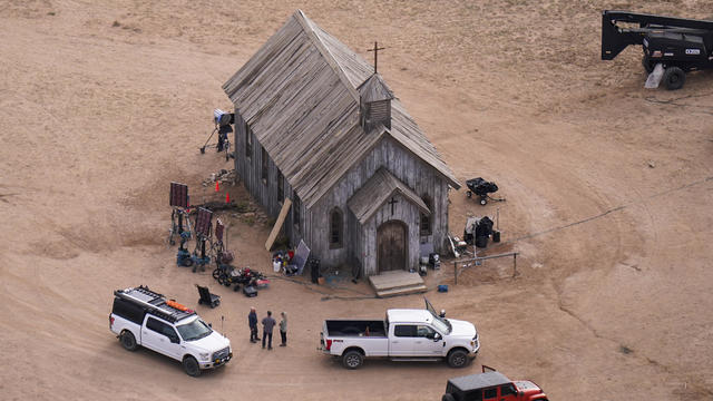 An aerial photo shows the Bonanza Creek Ranch that was used for the Western film "Rust" in Santa Fe, N.M., on Oct. 23, 2021. 