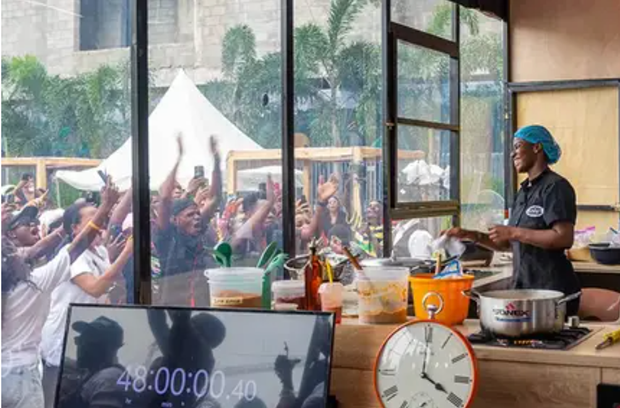 A Nigerian chef cooked for more than 93 hours - breaking a Guinness World Record