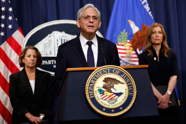 Attorney General Merrick Garland speaks at Justice Department headquarters on June 23, 2023, in Washington, D.C.