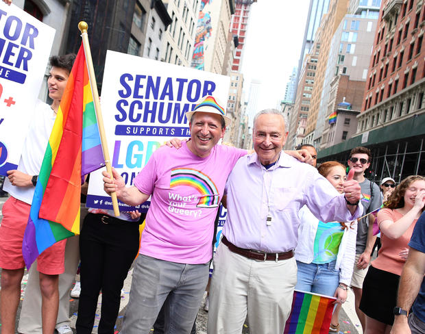 Senator Chuck Schumer attends the 2023 New York City Pride March on June 25, 2023 in New York City. 
