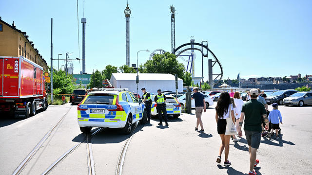 Police at the scene after roller coaster accident at amusement park in Stockholm 
