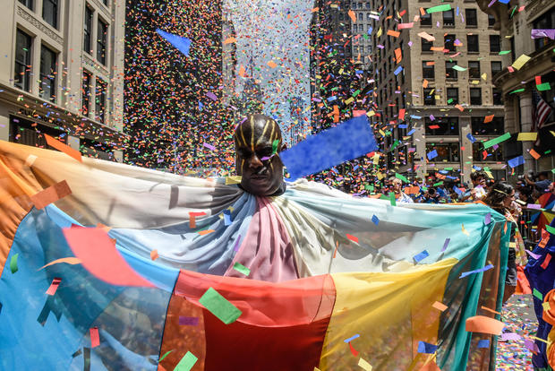 People participate in the annual Pride March on June 25, 2023 in New York City. 
