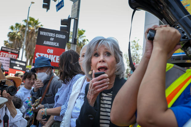Jane Fonda picket line Hollywood 