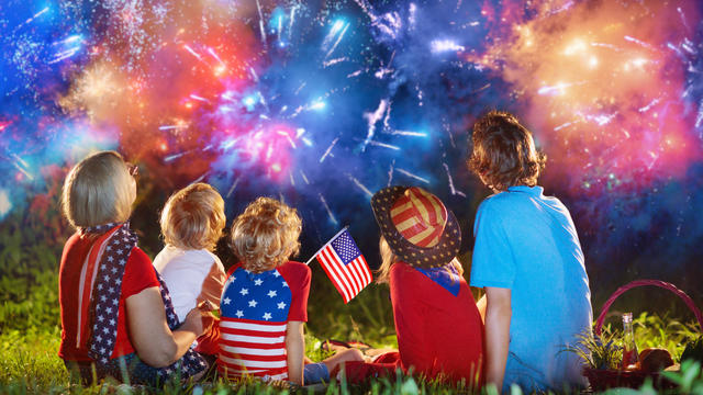 American family on Independence Day. 4th of July. 