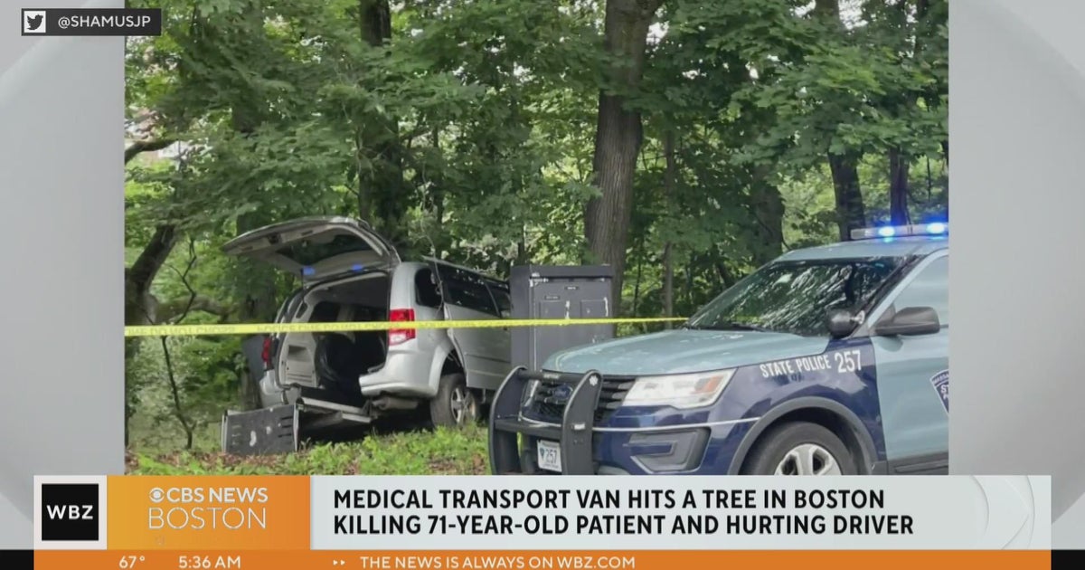 Woman killed when medical transport van crashes into tree - CBS Boston
