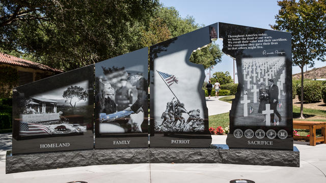 The Gold Star Families Memorial Monument, located outside on the grounds of the Ronald Reagan Presidential Library, is viewed on June 26, 2021, in Simi Valley, California. 