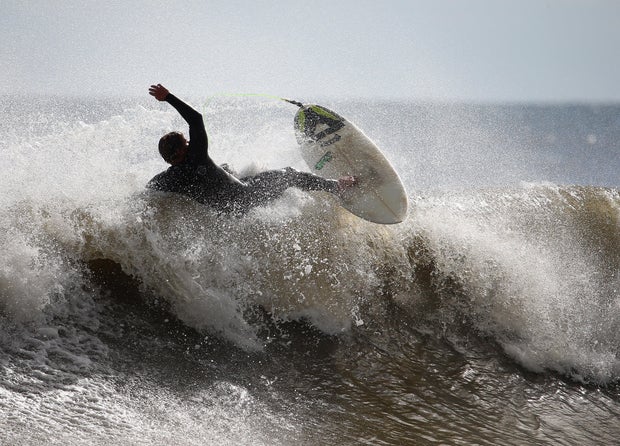 Storm Kicks Up Surf In Log Island 