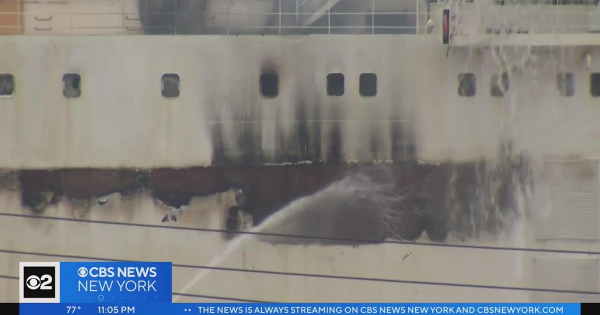 Cargo ship fire in Newark still burning 2 days later - CBS New York
