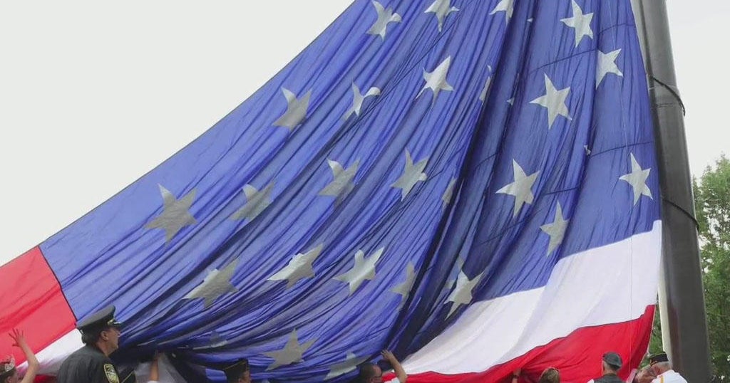 Large American flag raised in Slippery Rock CBS Pittsburgh