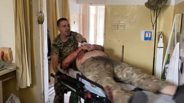 Front-line Ukraine clinic hit with carnage from a cluster bomb strike