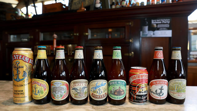 A variety of Anchor Brewing beers sit on a bar at Anchor Brewing Co., located at 1705 Mariposa St.., in San Francisco, Calif., on Thursday, May 2, 2019. 