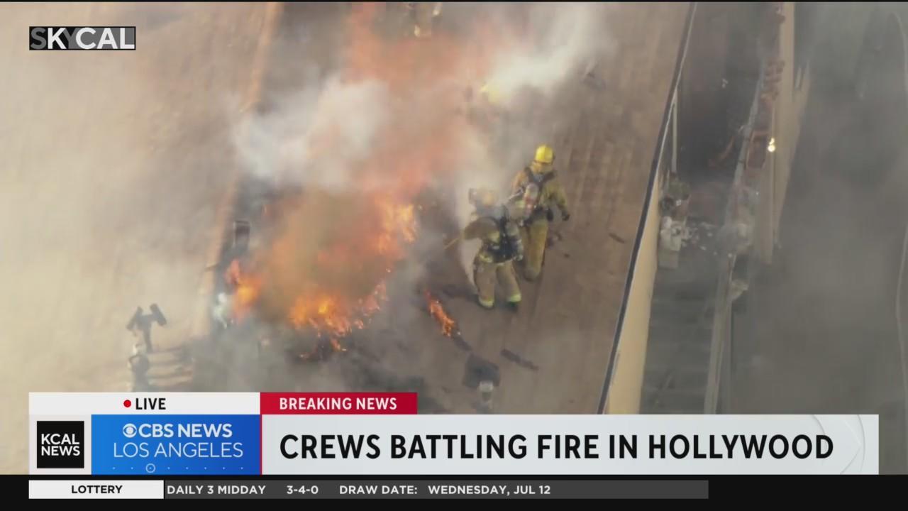 Massive fire rips through pair of apartment buildings in Hollywood