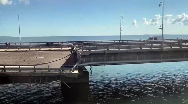 Russia says Ukraine killed 2 in attack on key bridge linking Crimea with Russian mainland