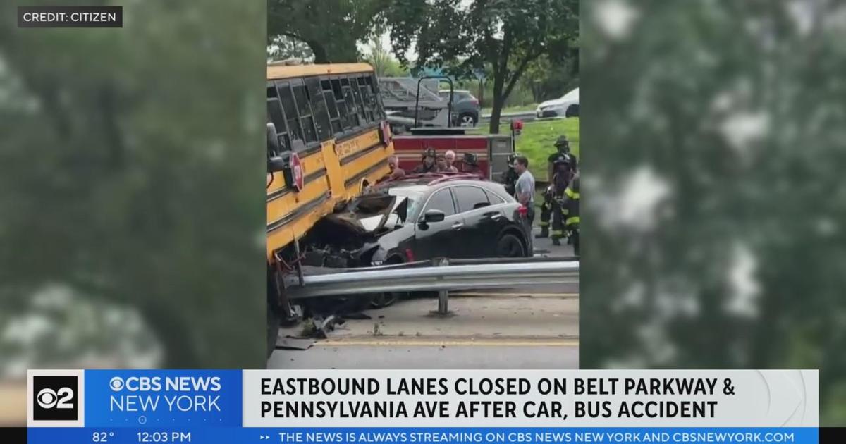 School bus collides with car on Belt Parkway