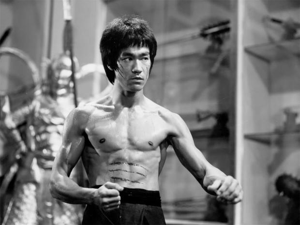 Actor and martial artist Bruce Lee poses for a Warner Bros. publicity still for the film "Enter the Dragon" in 1973 in Hong Kong. 